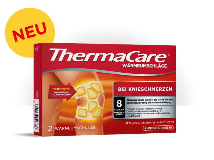 Produktbild ThermaCare Wärmepflaster zur Behandlung von Muskelverspannungen und Knieschmerzen