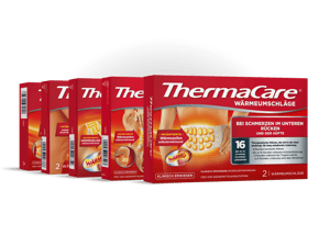Wärmepflaster und -umschläge von ThermaCare aufgereiht mit dem 